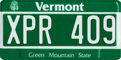 VT license plate XPR409
