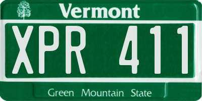 VT license plate XPR411