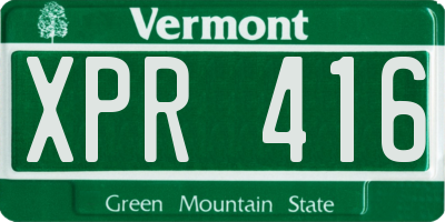 VT license plate XPR416