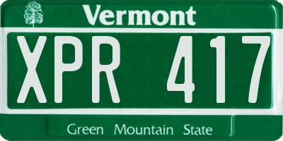 VT license plate XPR417