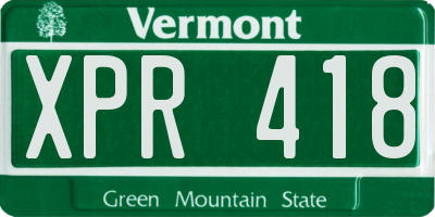 VT license plate XPR418