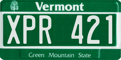 VT license plate XPR421