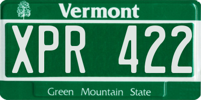 VT license plate XPR422