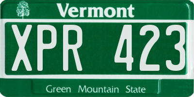 VT license plate XPR423