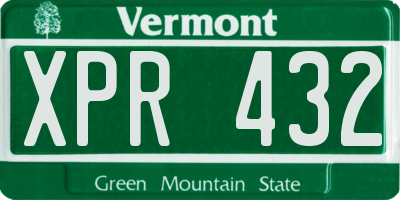 VT license plate XPR432