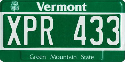 VT license plate XPR433