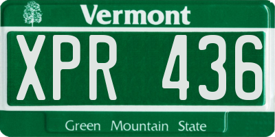 VT license plate XPR436