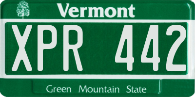 VT license plate XPR442
