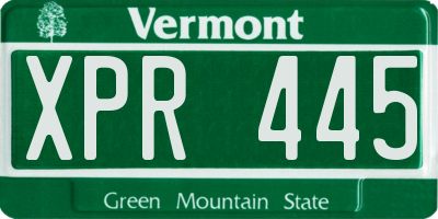 VT license plate XPR445