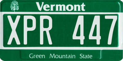 VT license plate XPR447
