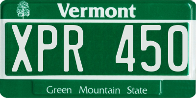 VT license plate XPR450