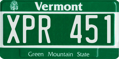 VT license plate XPR451