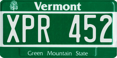 VT license plate XPR452