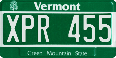 VT license plate XPR455