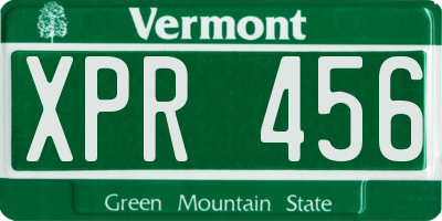 VT license plate XPR456