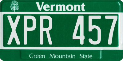 VT license plate XPR457