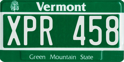 VT license plate XPR458