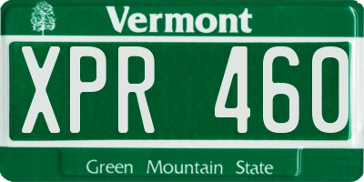 VT license plate XPR460