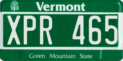 VT license plate XPR465