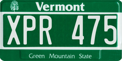 VT license plate XPR475