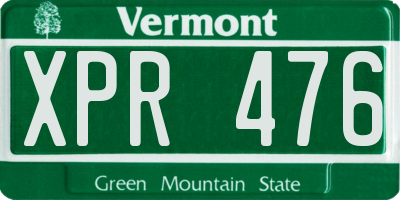 VT license plate XPR476