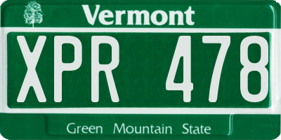 VT license plate XPR478