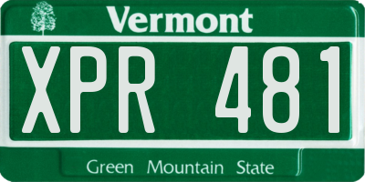 VT license plate XPR481