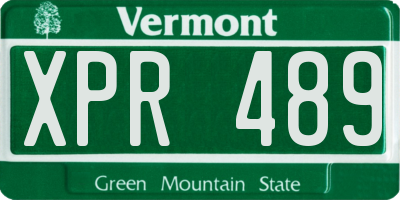 VT license plate XPR489