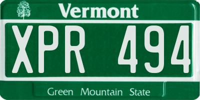 VT license plate XPR494