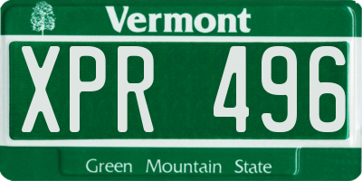 VT license plate XPR496