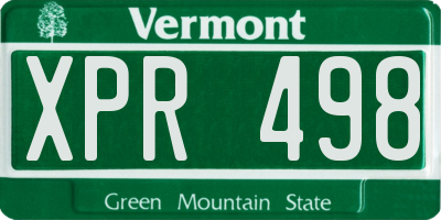 VT license plate XPR498