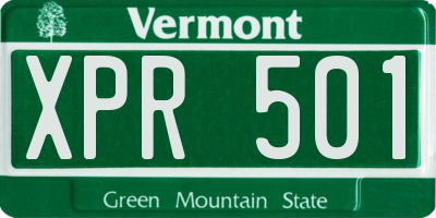 VT license plate XPR501