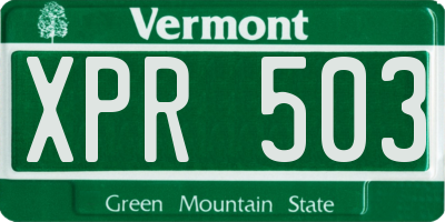 VT license plate XPR503