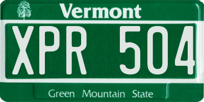 VT license plate XPR504