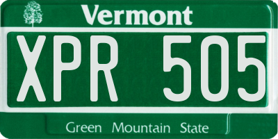VT license plate XPR505