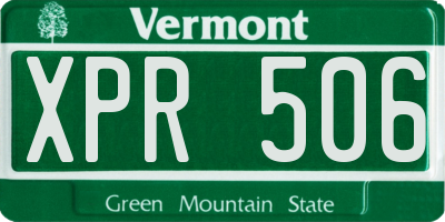 VT license plate XPR506