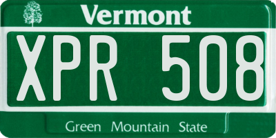 VT license plate XPR508