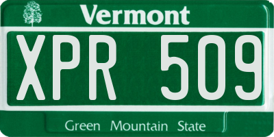 VT license plate XPR509