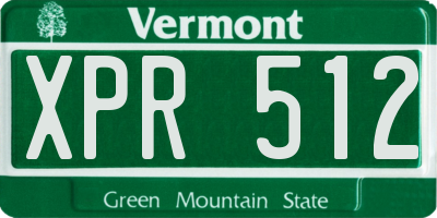 VT license plate XPR512