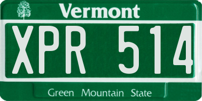 VT license plate XPR514