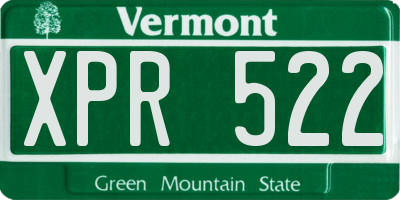 VT license plate XPR522