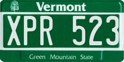 VT license plate XPR523