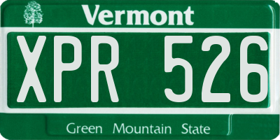 VT license plate XPR526