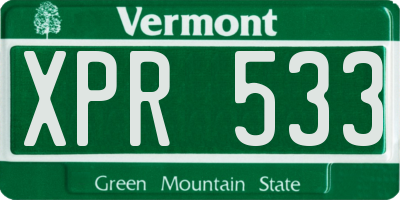 VT license plate XPR533