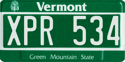 VT license plate XPR534