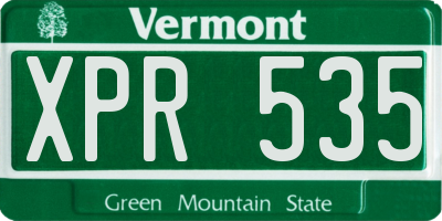 VT license plate XPR535
