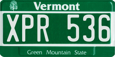 VT license plate XPR536