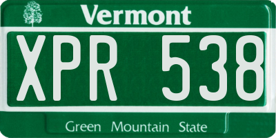 VT license plate XPR538