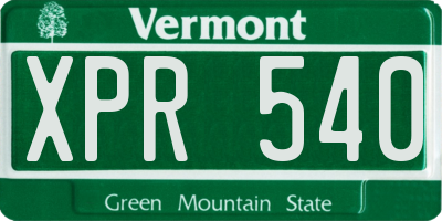 VT license plate XPR540