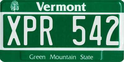 VT license plate XPR542